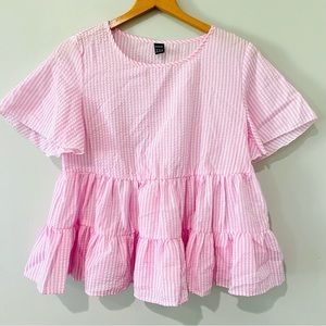 SHEIN Seersucker Babydoll Top Small